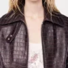Leather bomber jacket