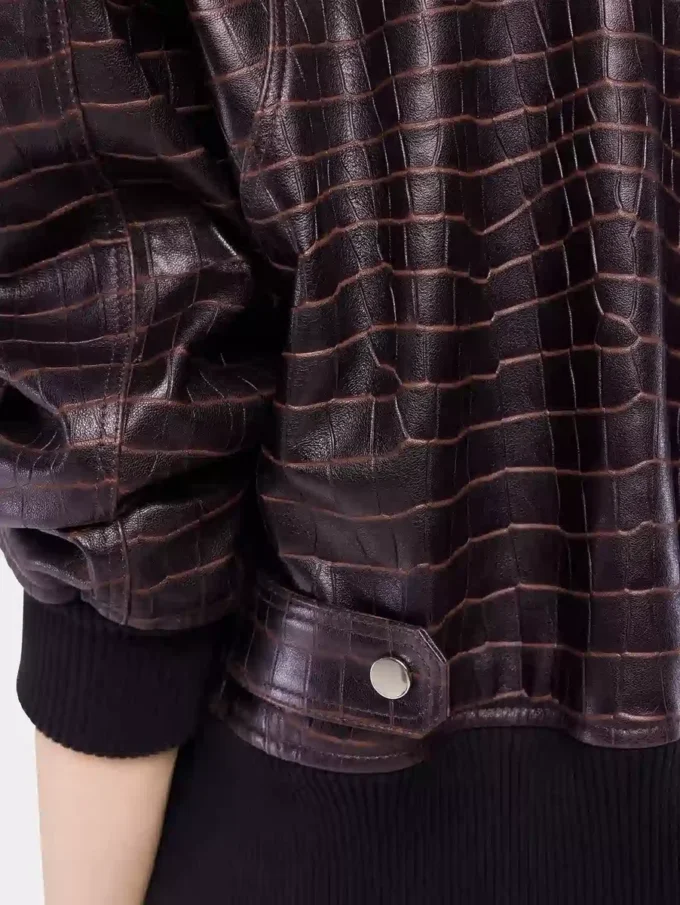 Leather bomber jacket