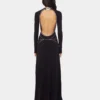 Long backless knit dress with embroideries