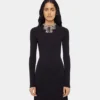 Long backless knit dress with embroideries