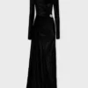 Long draped velvet dress