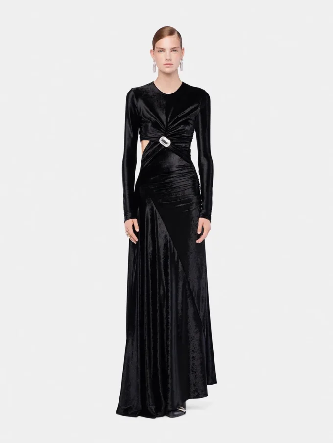 Long draped velvet dress