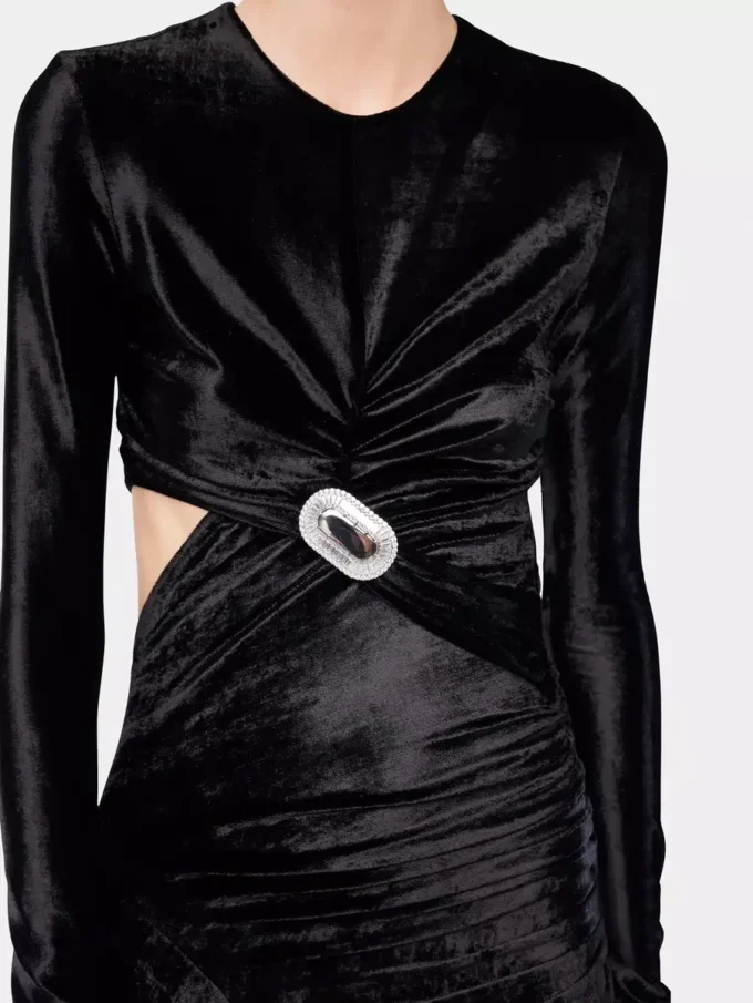 Long draped velvet dress