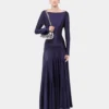 Long dress in jersey with godet details