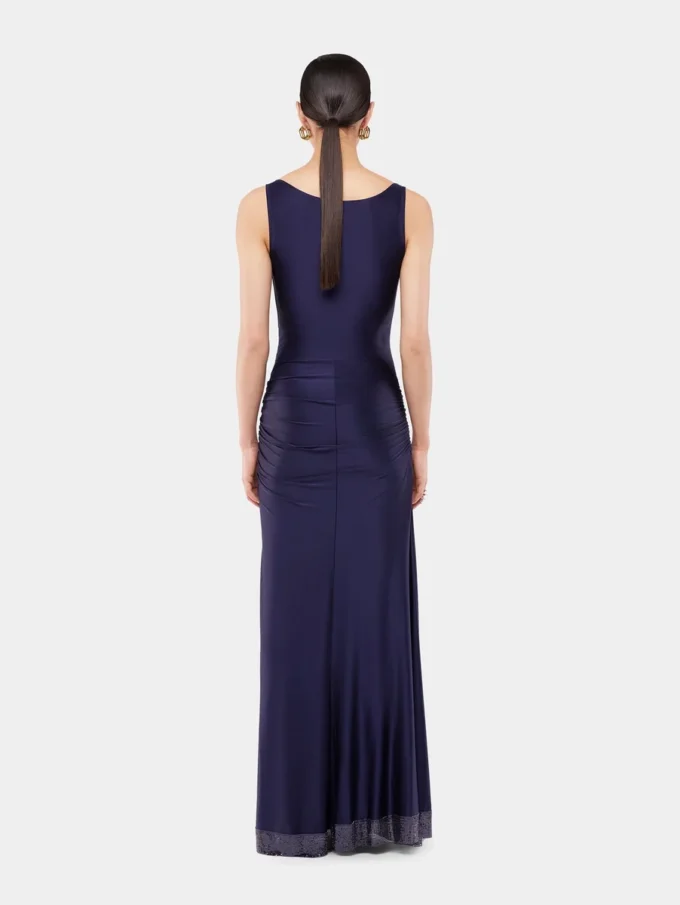 Long dress in mesh and jersey