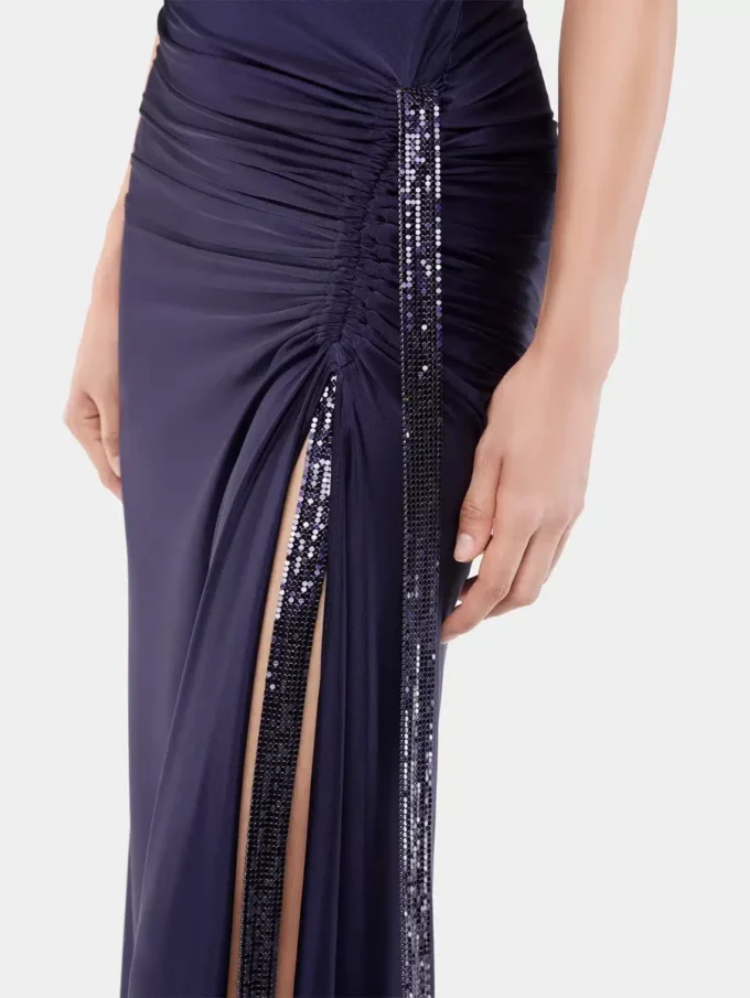 Long dress in mesh and jersey