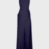 Long dress in mesh and jersey