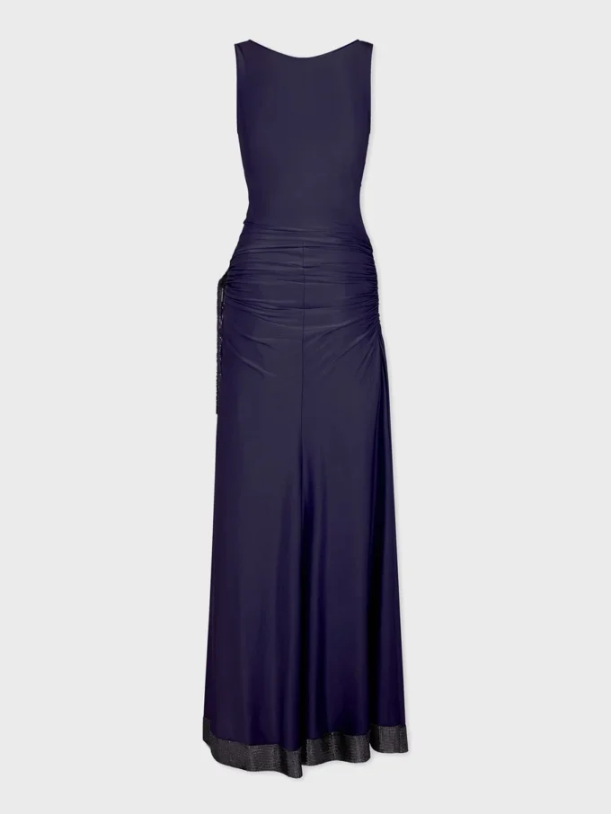 Long dress in mesh and jersey