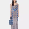 Long dress in printed satin