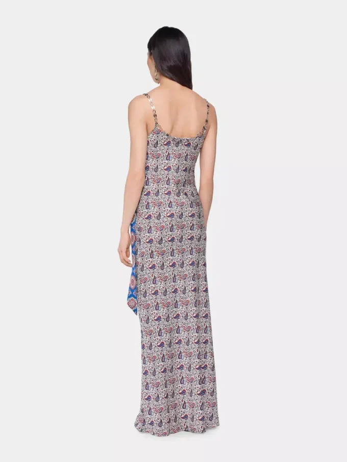 Long dress in printed satin