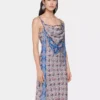 Long dress in printed satin