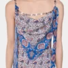 Long dress in printed satin
