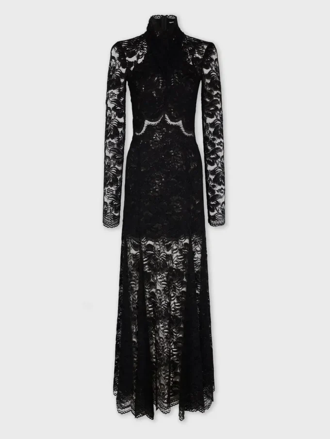 Long lace dress with cut-out details