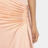 Long mesh and jersey dress