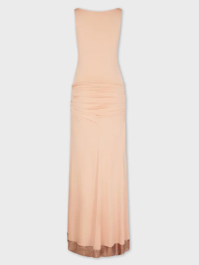 Long mesh and jersey dress
