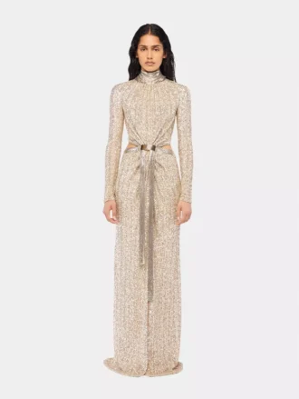 Long mesh and sequin dress