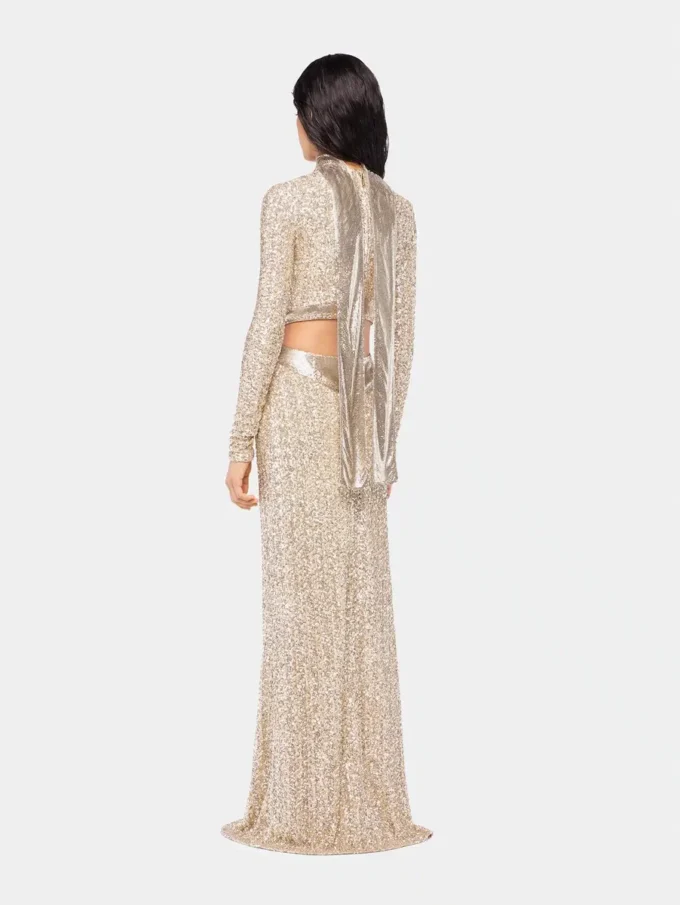 Long mesh and sequin dress
