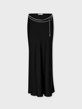 long satin skirt with chain details 1 330x439 - Long satin skirt with chain details