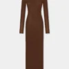 Long second-skin dress in wool