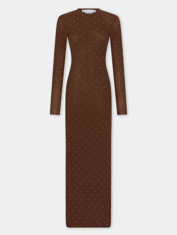 Long second-skin dress in wool