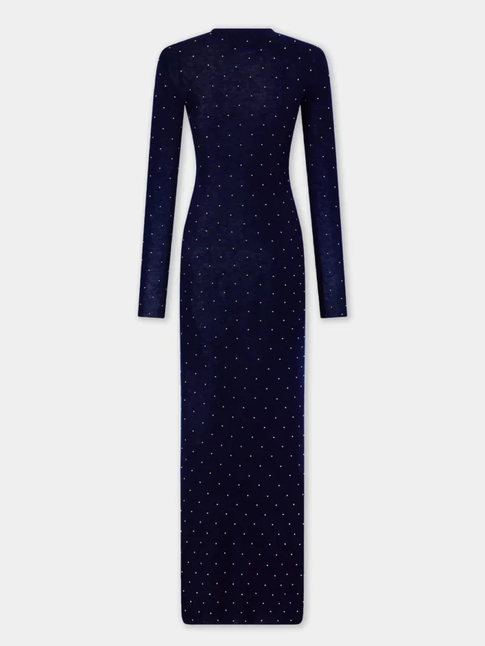 Long second-skin dress in wool