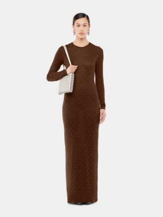 Long second-skin dress in wool