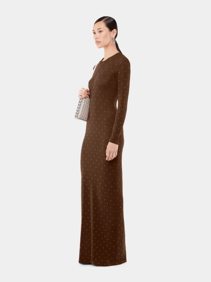 Long second-skin dress in wool