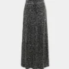 Long skirt in crepe with sequin embroidery details