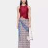 Long skirt in printed satin