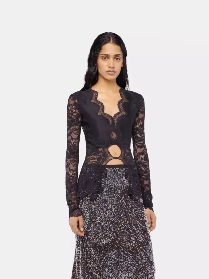 Long-sleeved lace top