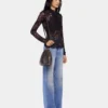 Long-sleeved lace top with cut-out details