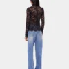 Long-sleeved lace top with cut-out details