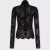 Long-sleeved lace top with cut-out details