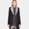 Long wool coat with sequin collar