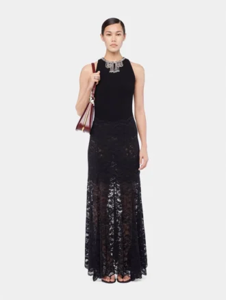 medium ring leather bag 5 330x439 - Long flared lace skirt
