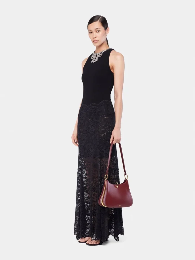 Long flared lace skirt