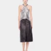Midi leather skirt