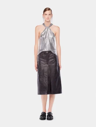 Midi leather skirt