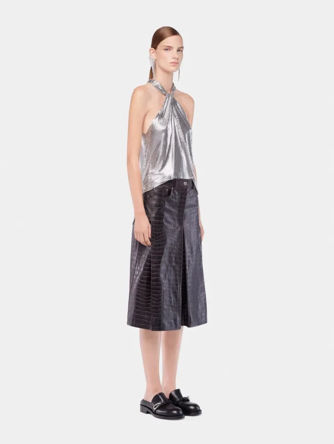 Midi leather skirt