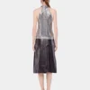 Midi leather skirt