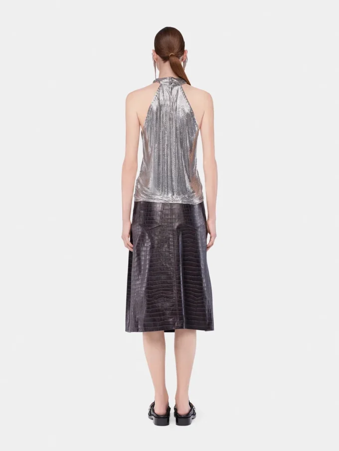 Midi leather skirt