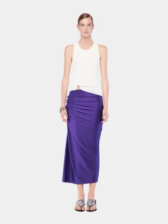 Midi draped jersey skirt