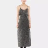 Midi dress in crepe with sequin embroidery details