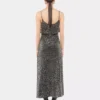 Midi dress in crepe with sequin embroidery details