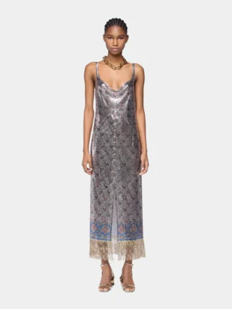 Midi dress in printed mesh