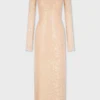 Midi lace dress with sequins embroideries