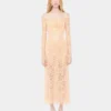 Midi lace dress with sequins embroideries