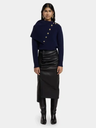 Midi skirt in lambskin