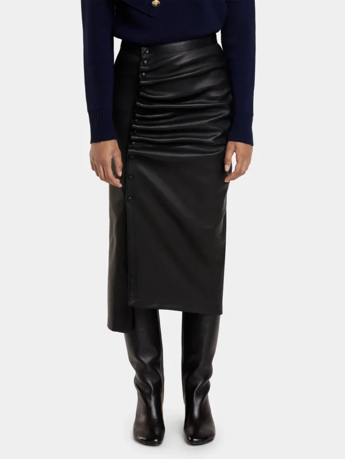 Midi skirt in lambskin