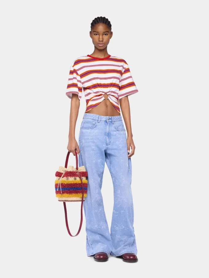 Raffia bucket bag